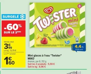 Mini glaces à l'eau "Twister" MIKO