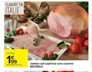 Jambon cuit supérieur sans couenne NATURALS