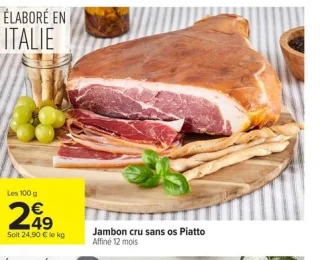 Jambon cru sans os Piatto Affiné 12 mois