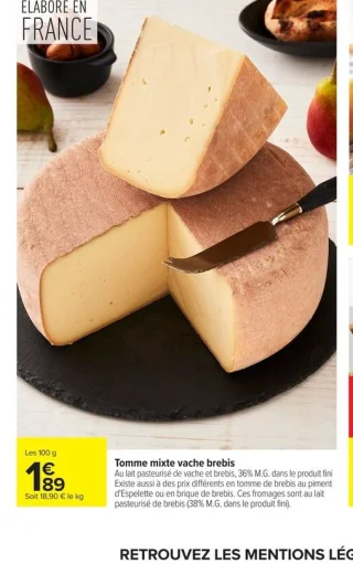 Tomme mixte vache brebis
