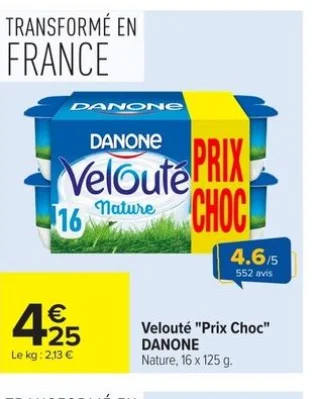 Velouté "Prix Choc" Danone Nature