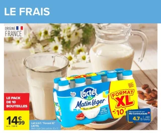 Lait U.H.T. "Format XL" Lactel Matin Léger Sans Lactose