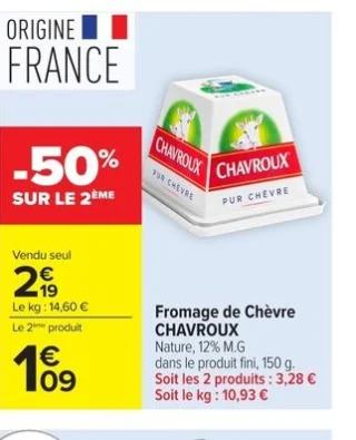 Fromage de Chèvre CHAVROUX Nature