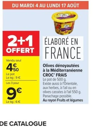 Olives dénoyautées à la Méditerranéenne CROC' FRAIS
