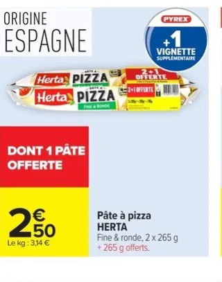 Pâte à pizza HERTA Fine & ronde