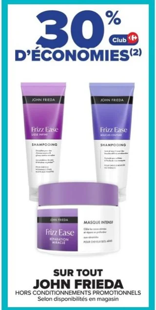 Shampoing, après-shampoing ou masque John Frieda Frizz Ease