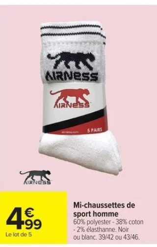Mi-chaussettes de sport homme AIRNESS