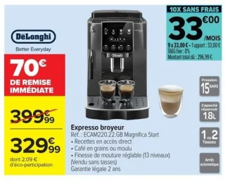 Espresso broyeur DeLonghi ECAM220.22.GB Magnifica Start