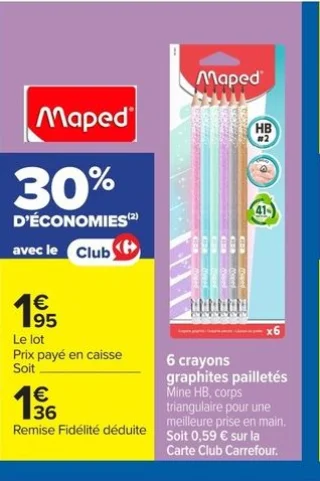 6 crayons graphites pailletés Maped