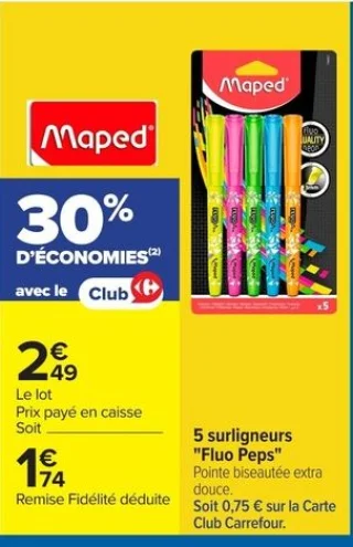 5 surligneurs "Fluo Peps" Maped