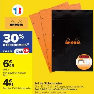 Lot de 3 blocs-notes Rhodia