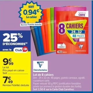 Lot de 8 cahiers Clairefontaine