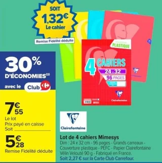 Lot de 4 cahiers Mimesys Clairefontaine