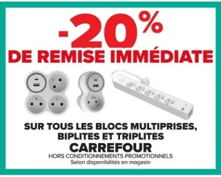 Blocs multiprises, biplites et triplites Carrefour