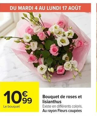 Bouquet de roses et lisianthus