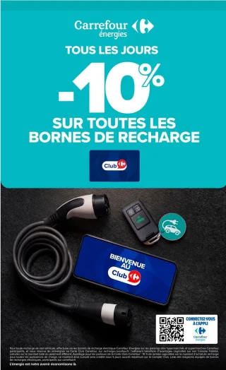 Recharge sur borne électrique Carrefour Énergies