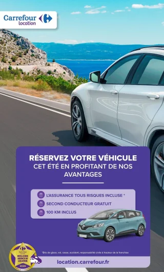 Location de véhicule cet été avec avantages (assurance tous risques incluse, second conducteur gratuit, 100 km inclus)