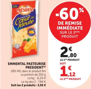 Emmental pasteurisé Président Coeur de Meule