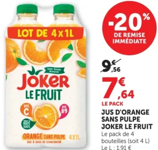 Jus d'orange sans pulpe Joker Le Fruit