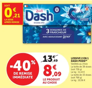 Lessive 2 en 1 Dash Pods