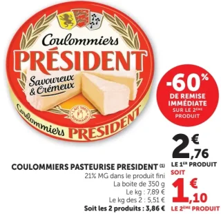 Coulommiers pasteurisé Président
