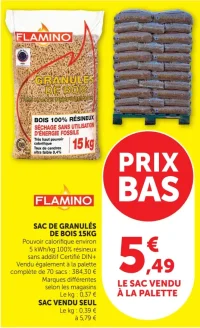 Sac de granulés de bois Flamino 15kg