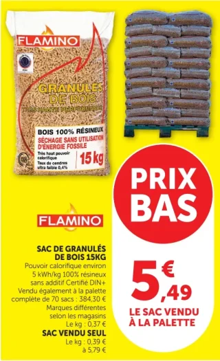 Sac de granulés de bois Flamino 15kg
