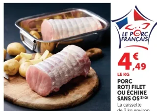 Porc rôti filet ou échine sans os