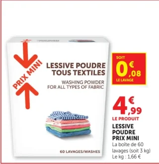 Lessive poudre tous textiles Prix Mini