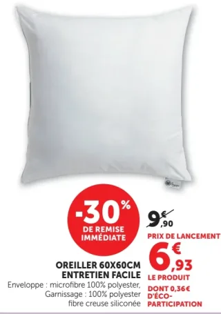 Oreiller 60x60cm Entretien Facile U Maison
