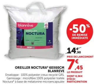 Oreiller Noctura® 60x60cm Blanrêve
