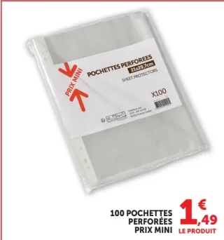 100 Pochettes Perforées Prix Mini
