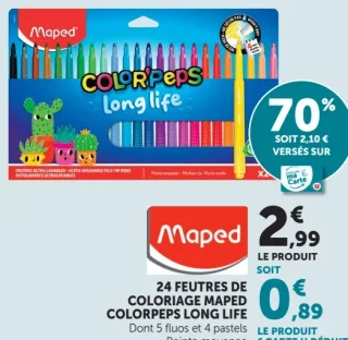 24 FEUTRES DE COLORIAGE MAPED COLORPEPS LONG LIFE