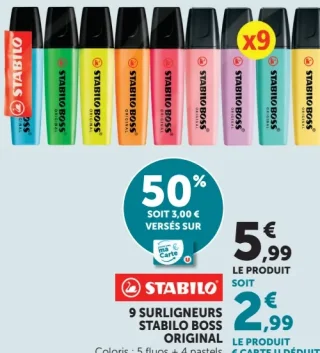 9 SURLIGNEURS STABILO BOSS ORIGINAL