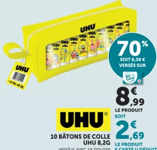 10 BÂTONS DE COLLE UHU 8,2G