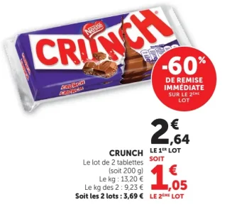 Tablettes de chocolat Crunch
