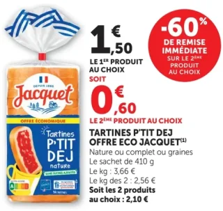 Tartines P'tit Dej offre eco Jacquet