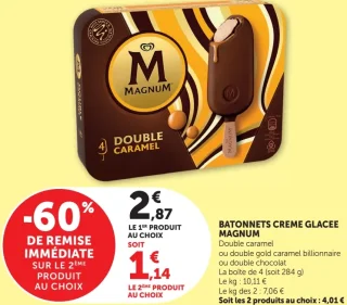 Batonnets creme glacee Magnum Double Caramel