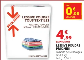 Lessive poudre tous textiles Prix Mini