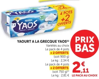 Yaourt à la grecque Yaos Nestlé