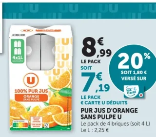 Pur Jus d'Orange sans pulpe U