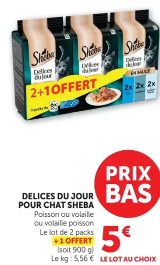 Délices du jour pour chat Sheba Poisson ou volaille ou volaille poisson