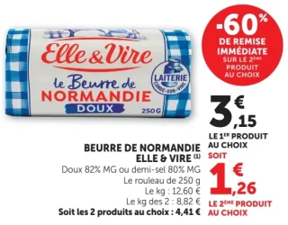 Beurre de Normandie doux Elle & Vire