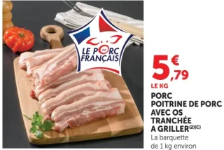 Porc Poitrine de Porc avec os tranchée à griller Le Porc Français