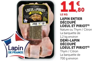 Lapin entier découpé ou demi-lapin découpé Loeul & Piriot