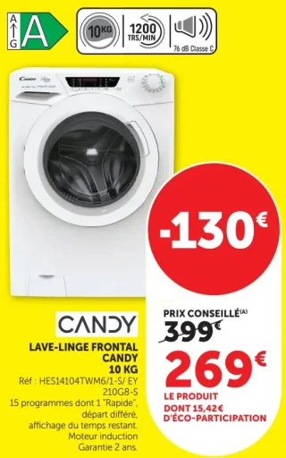 Lave-linge frontal Candy 10 kg