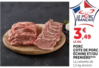 Cote de porc échine et/ou première