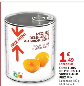 OREILLONS DE PECHES AU SIROP LEGER PRIX MINI