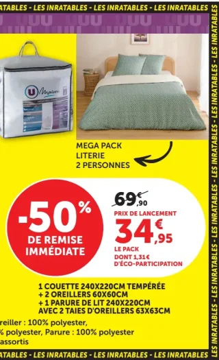 Mega Pack Literie 2 Personnes U Maison