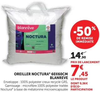 OREILLER NOCTURA® 60X60CM BLANREVE